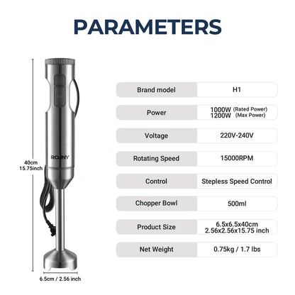 Hand Immersion Blender 1000W Powerful 4-in-1