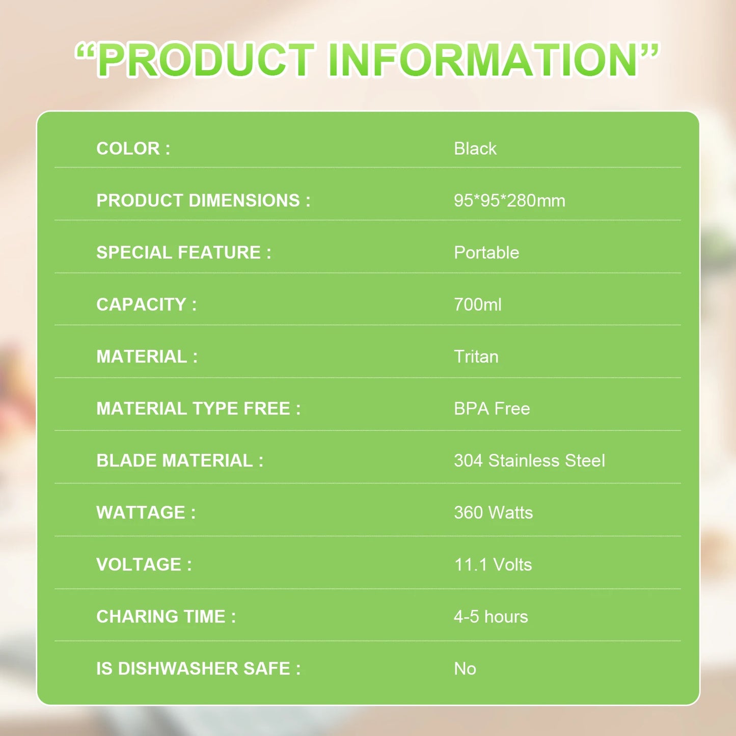 Electric Portable Juicer Fresh Fruit Mixer 700ML