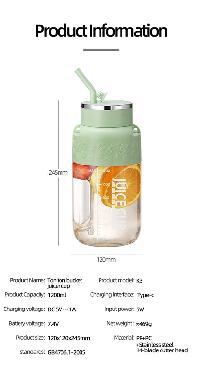 Wireless Portable Juicing Bucket Electric 800ml