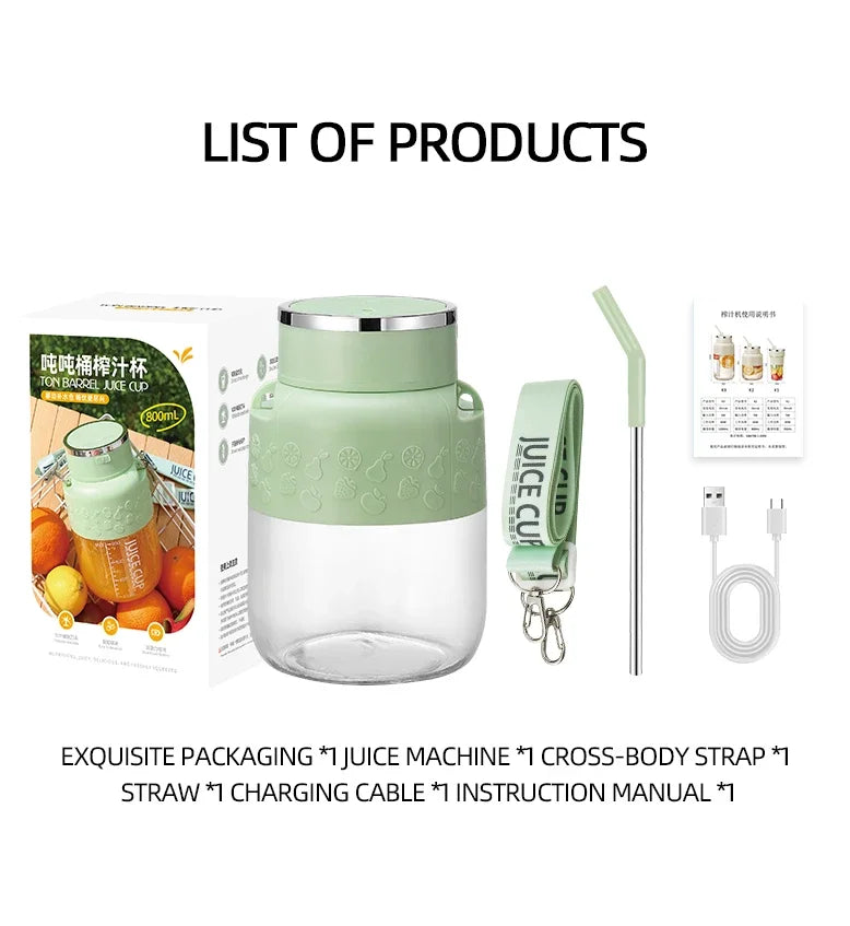 Wireless Portable Juicing Bucket Electric 800ml