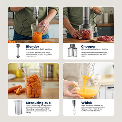 Hand Immersion Blender 1000W Powerful 4-in-1