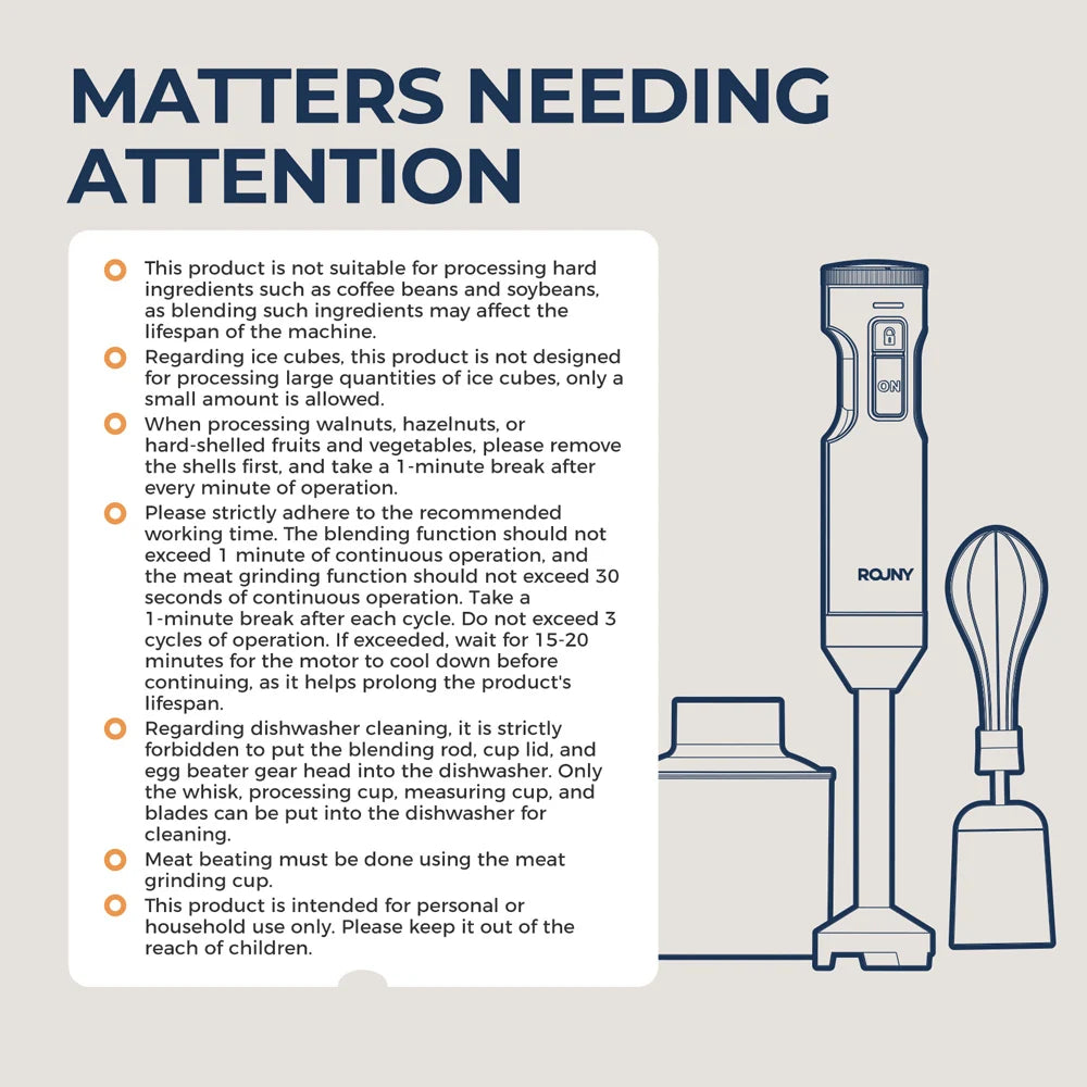 Hand Immersion Blender 1000W Powerful 4-in-1