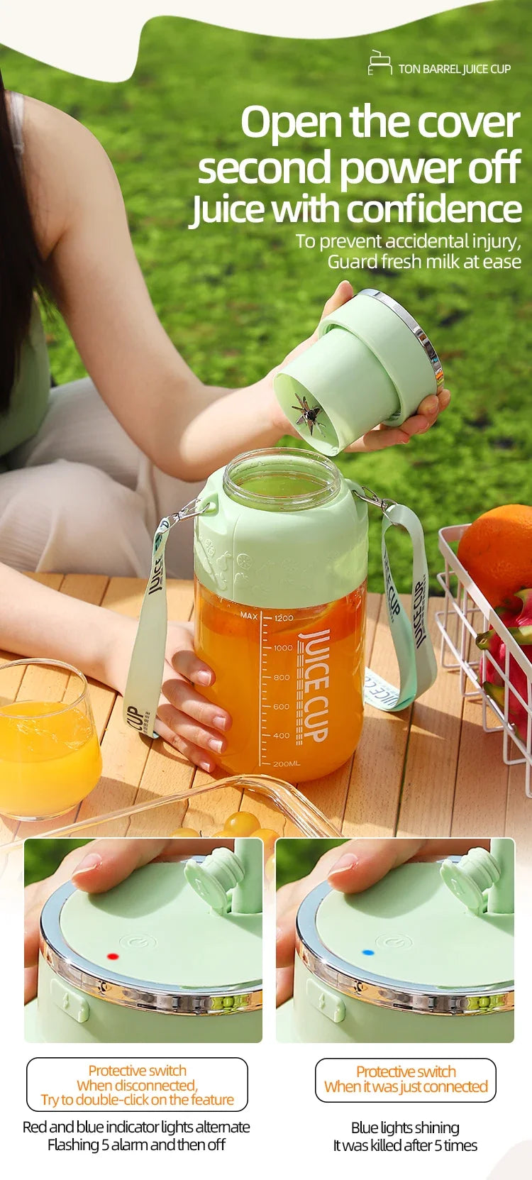 Wireless Portable Juicing Bucket Electric 800ml